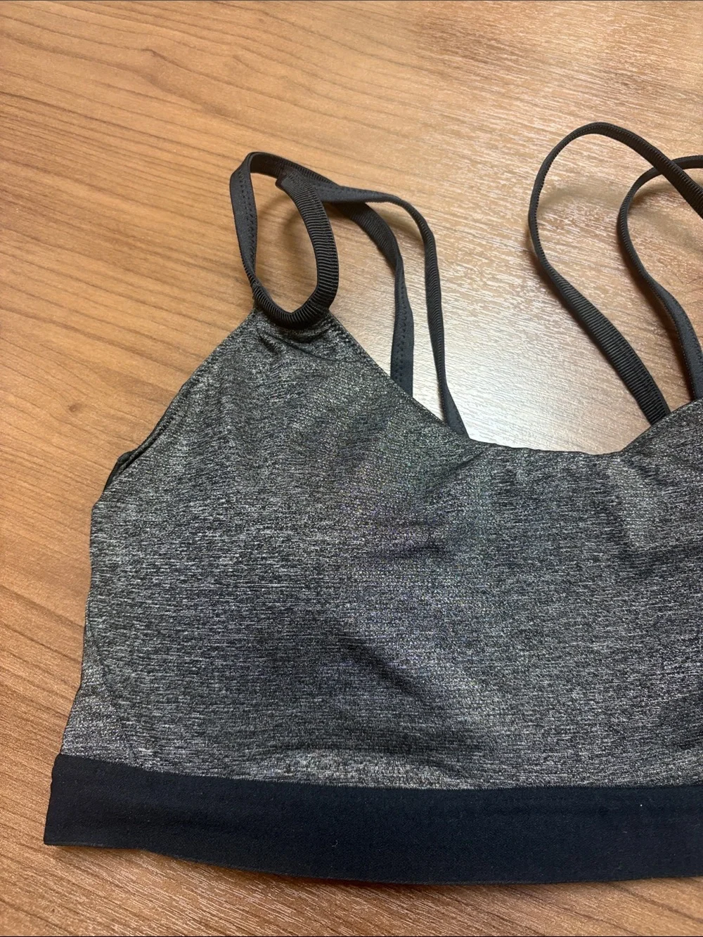 Nike Heather Charcoal Shimmer Double-Strap Sports Bralette